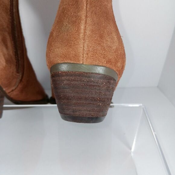 NINE WEST Women's Brown Suede Ankle Boots 8.5M Low Heel Western Zip Rodeo - Picture 8 of 16